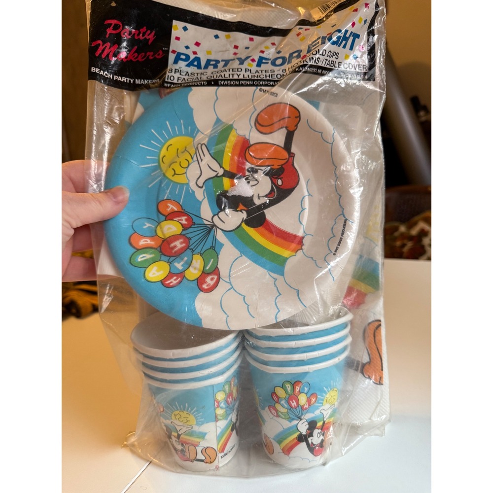 Vintage Mickey Mouse Birthday Party Supplies Set 8 Guest Rainbow Party Makers